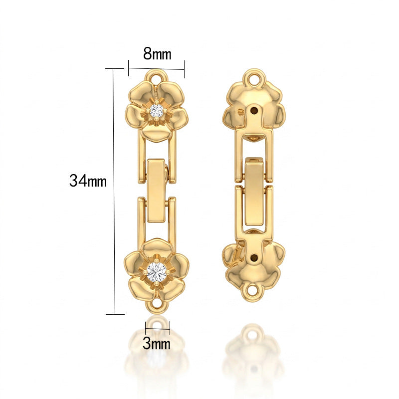 Polished Brass Jewelry Buckle Featuring Electroplated Real Gold Plated Finish With Geometric Pattern And OT Toggle Clasp Closure