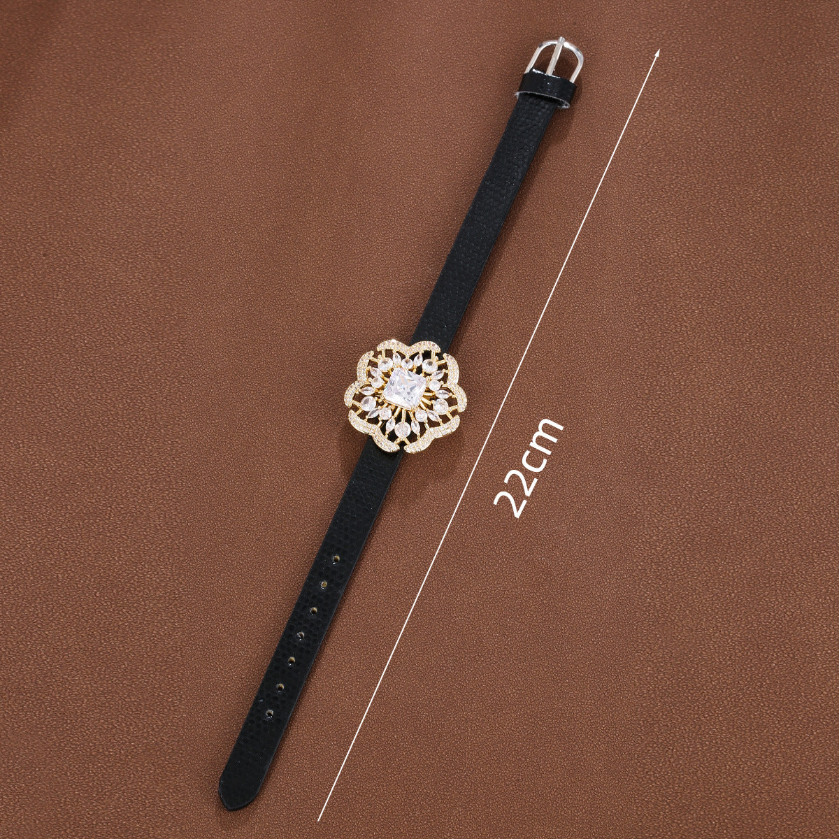 Flowers Copper Bracelet With Zircon Inlay Featuring Leather Rope Chain For Women, Perfect For Travel