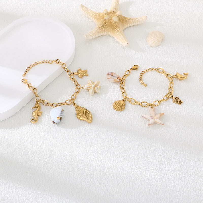 Ocean Electroplated Marine Style Bracelet For Women In 304 Stainless Steel With 18K Real Gold PVD Coating