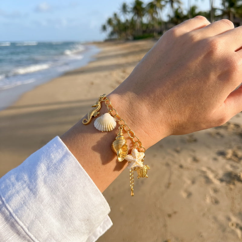 Ocean Electroplated Marine Style Bracelet For Women In 304 Stainless Steel With 18K Real Gold PVD Coating