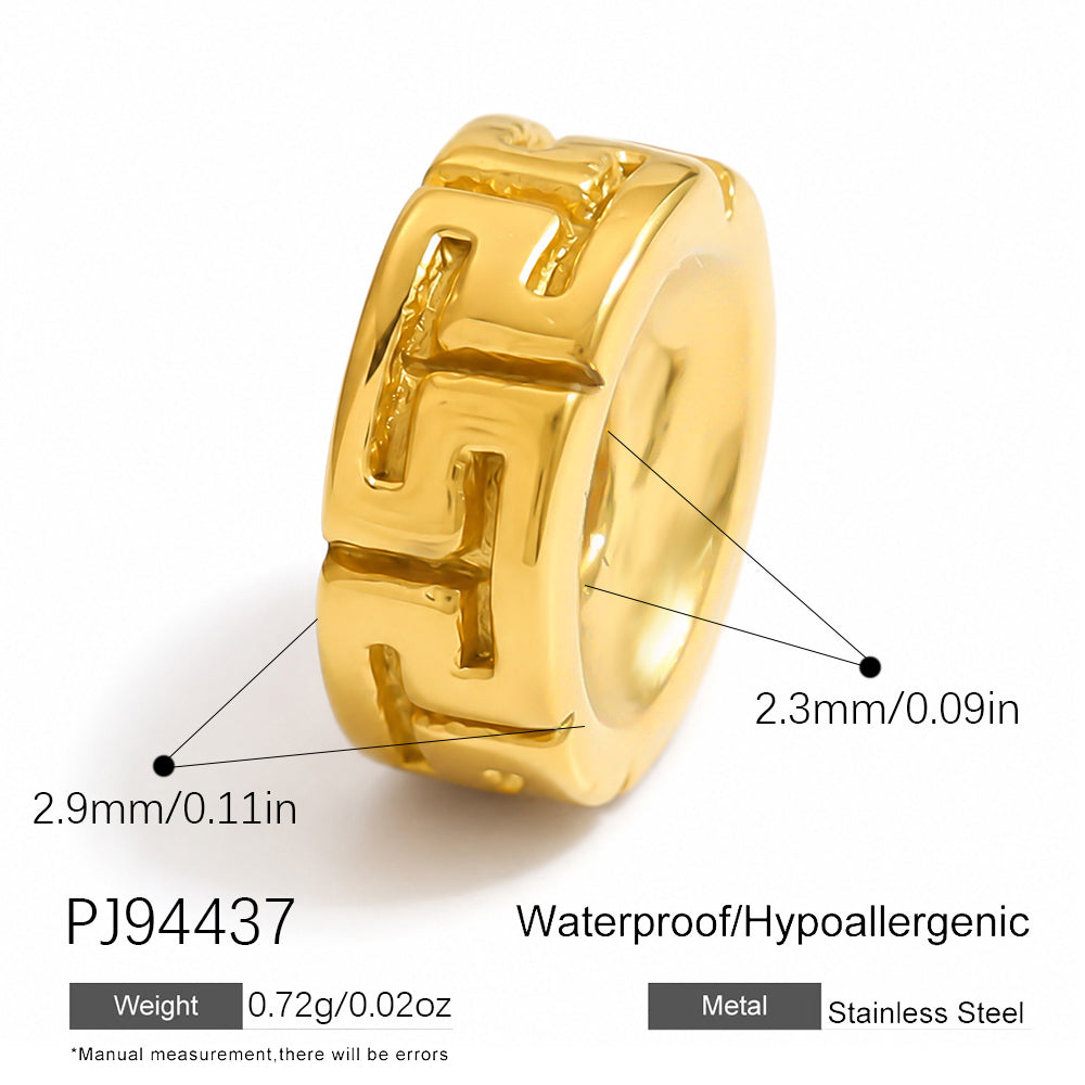 Geometric Pendant In 304 Stainless Steel With 0.03µm 18K Real Gold Plated PVD Coated Inlay Process, 1 PCS Package