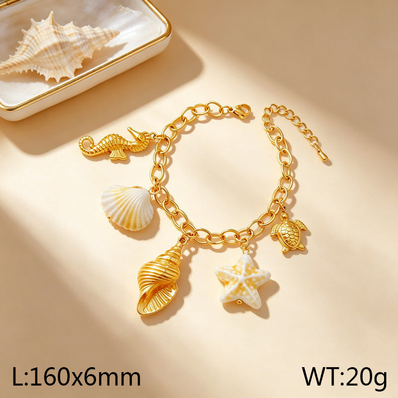 Ocean Electroplated Marine Style Bracelet For Women In 304 Stainless Steel With 18K Real Gold PVD Coating