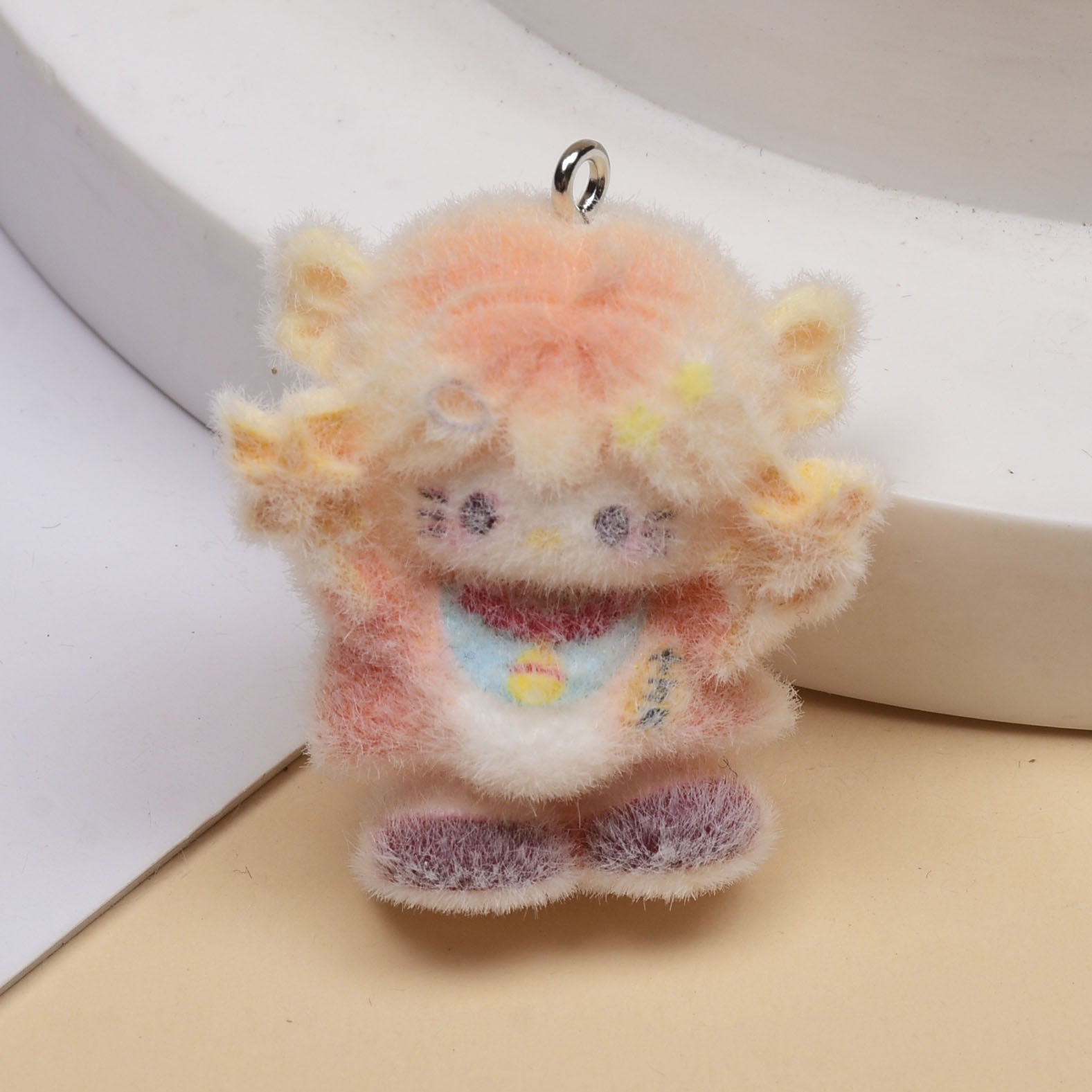 Cute Cat Pendant Featuring Flocking Craftsmanship, Ideal Jewelry Accessory