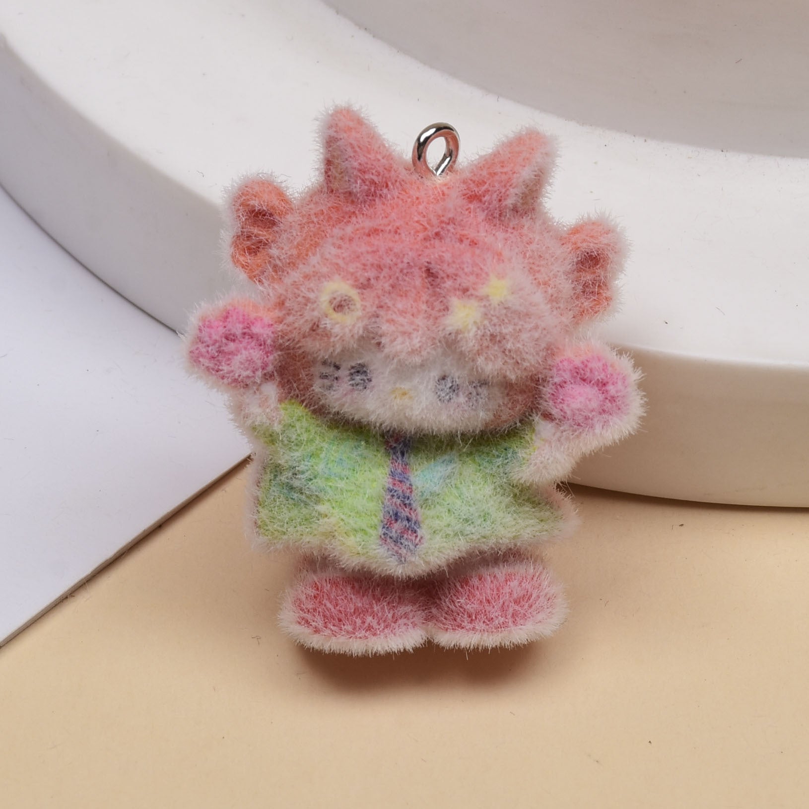 Cute Cat Pendant Featuring Flocking Craftsmanship, Ideal Jewelry Accessory