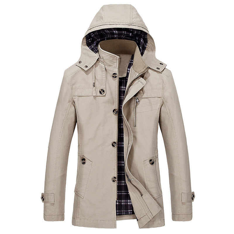 Men's Casual Solid Color Single Breasted Jacket In Cotton Fabric With Comfortable Fit