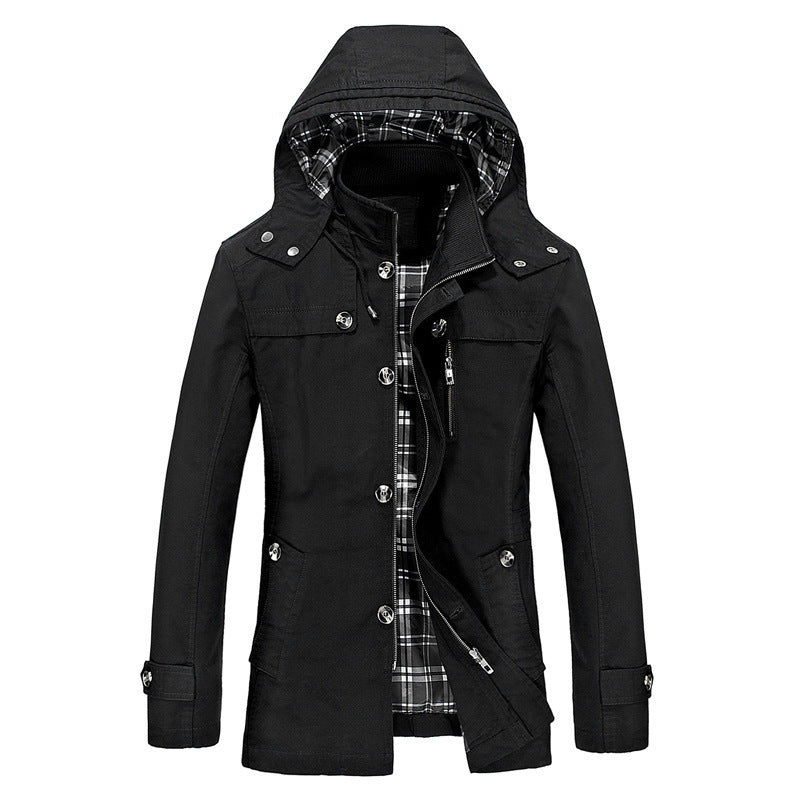 Men's Casual Solid Color Single Breasted Jacket In Cotton Fabric With Comfortable Fit