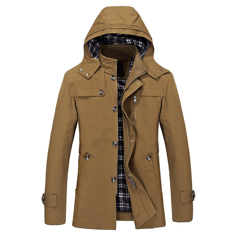 Men's Casual Solid Color Single Breasted Jacket In Cotton Fabric With Comfortable Fit