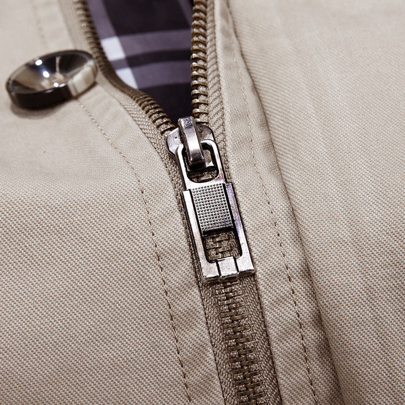 Men's Casual Solid Color Single Breasted Jacket In Cotton Fabric With Comfortable Fit
