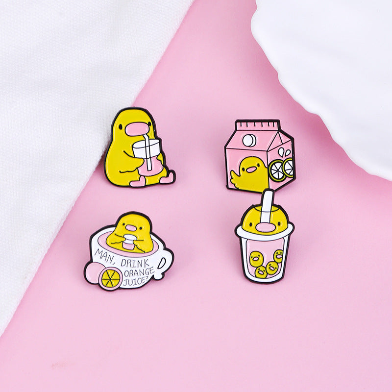 Cartoon Character Pin Made Of Zinc Alloy With Stoving Varnish Craftsmanship In Yellow