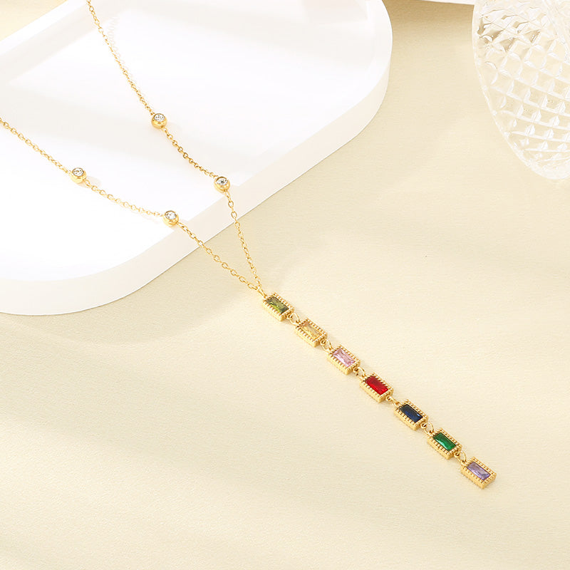 Heart Shape Electroplated Necklace For Women In 304 Stainless Steel With 18K Real Gold Plated PVD Coating And Rhinestone Inlay
