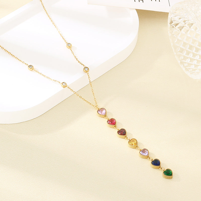 Heart Shape Electroplated Necklace For Women In 304 Stainless Steel With 18K Real Gold Plated PVD Coating And Rhinestone Inlay