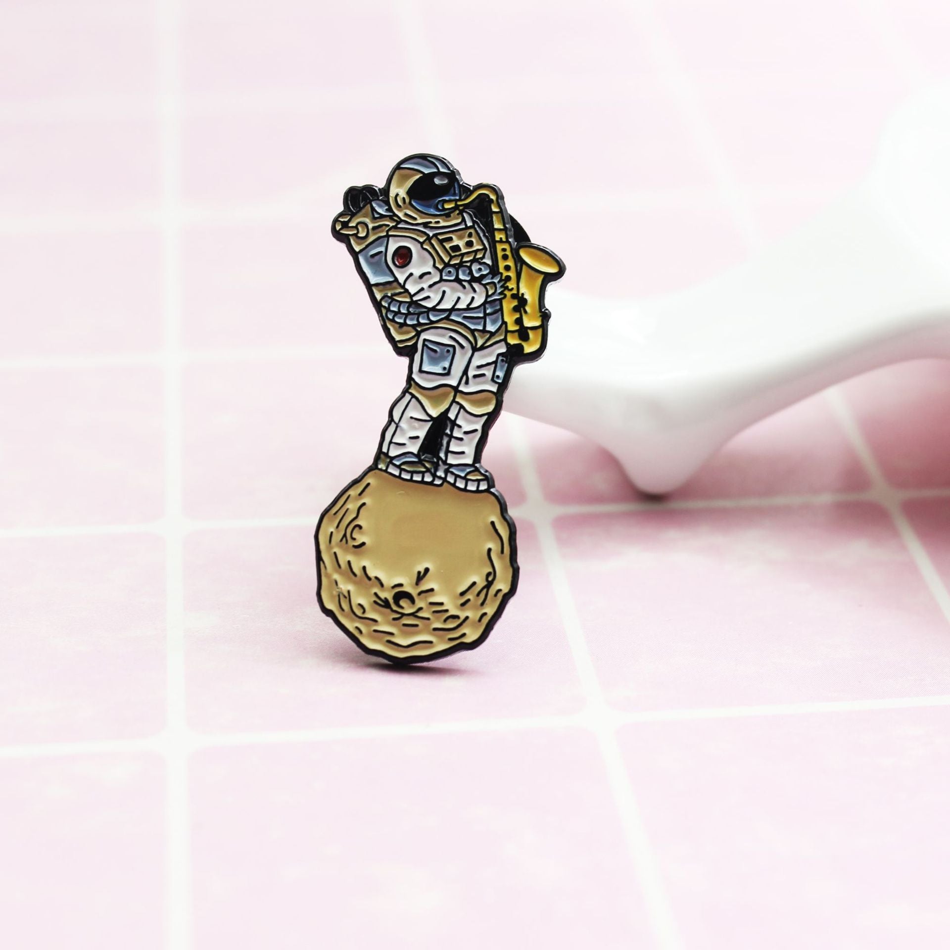Astronaut Pin Made Of Alloy Featuring Stoving Varnish Finish