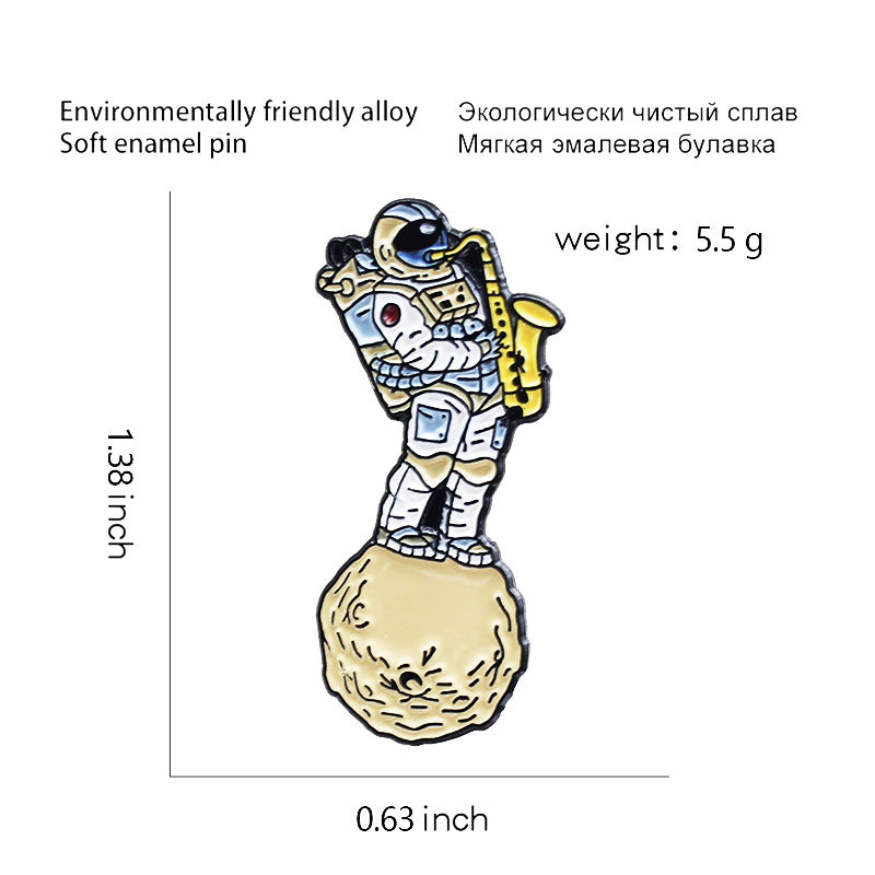 Astronaut Pin Made Of Alloy Featuring Stoving Varnish Finish
