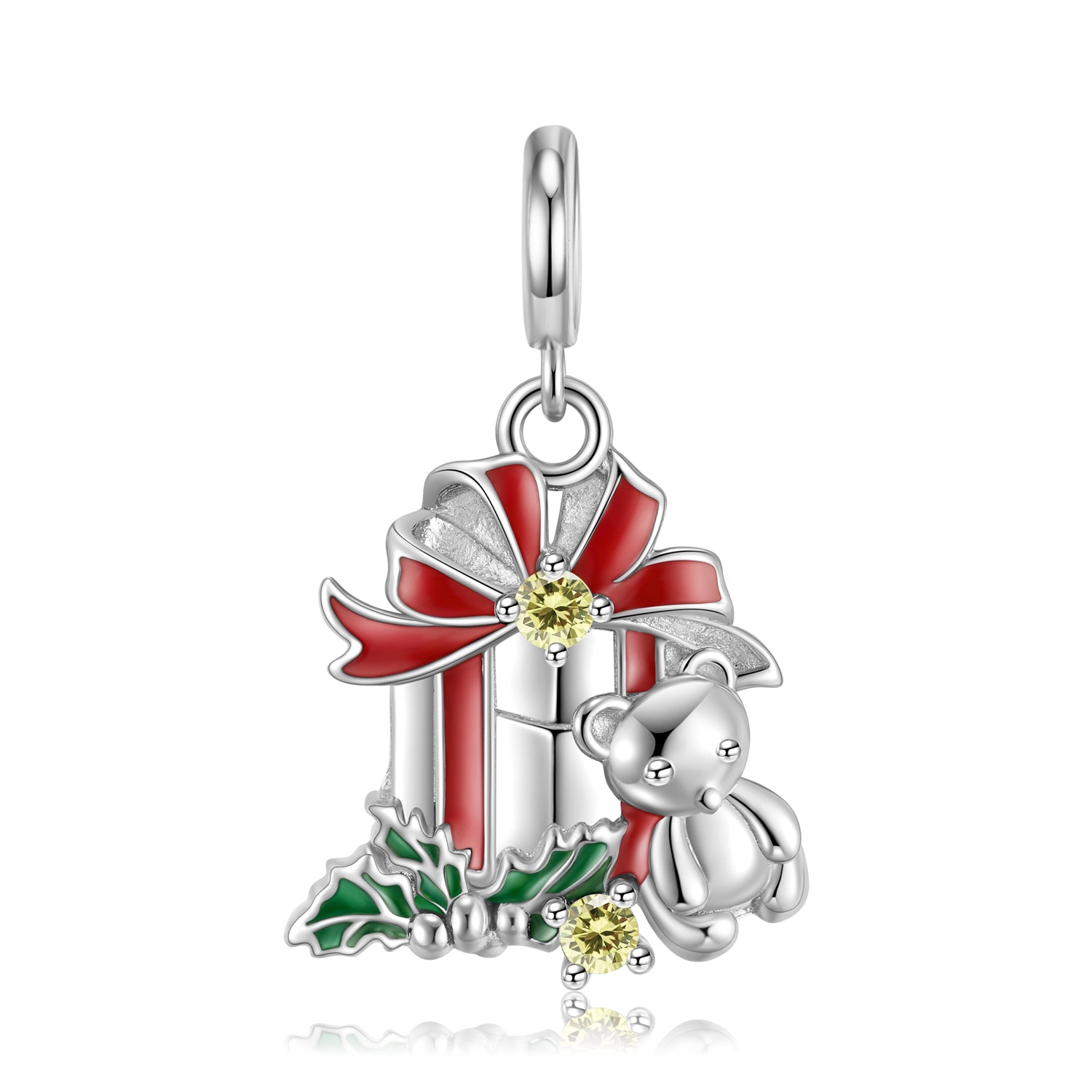 Little Bear Necklace In 925 Sterling Silver With Electroplated Gold Plating Featuring Artificial Zircon Stone, 1 Piece