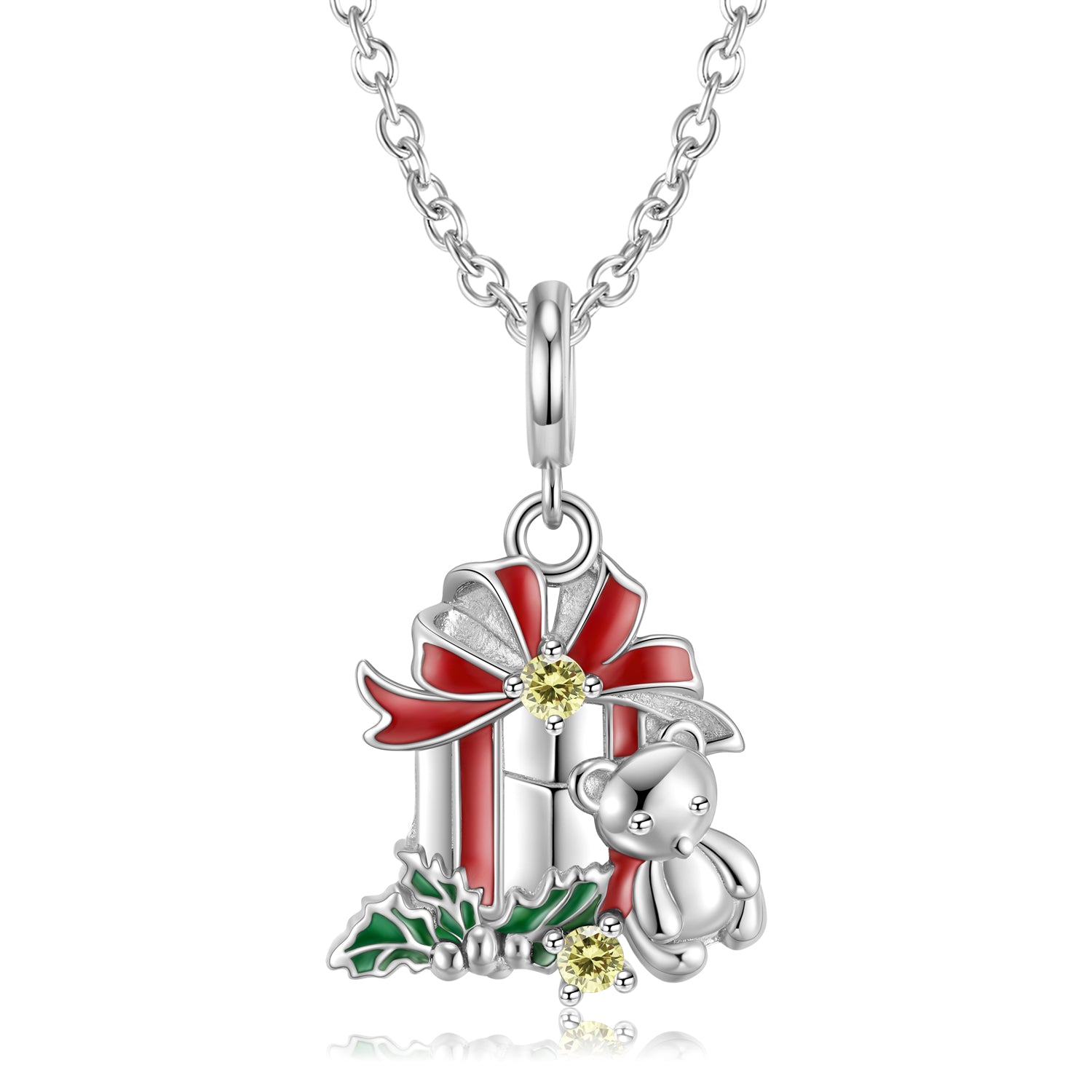 Little Bear Necklace In 925 Sterling Silver With Electroplated Gold Plating Featuring Artificial Zircon Stone, 1 Piece