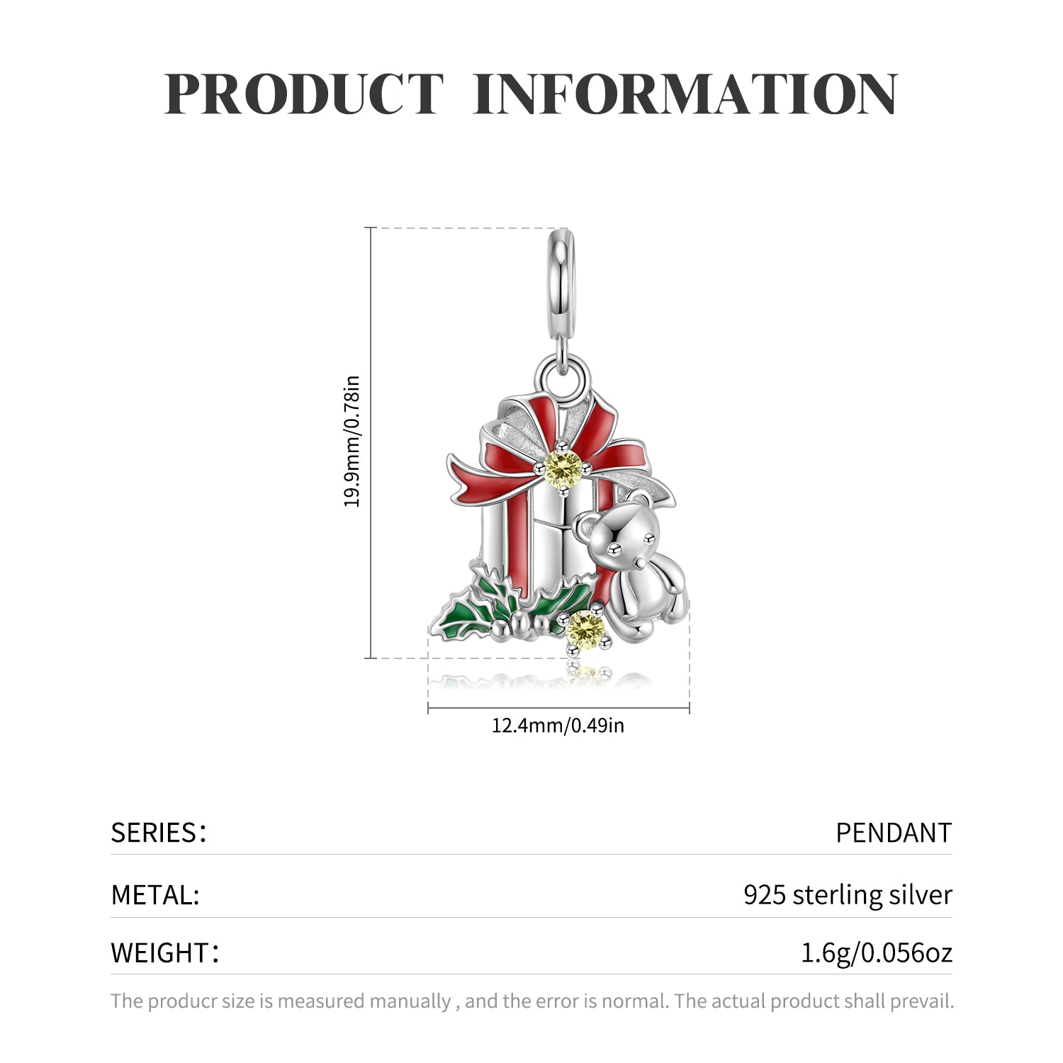 Little Bear Necklace In 925 Sterling Silver With Electroplated Gold Plating Featuring Artificial Zircon Stone, 1 Piece