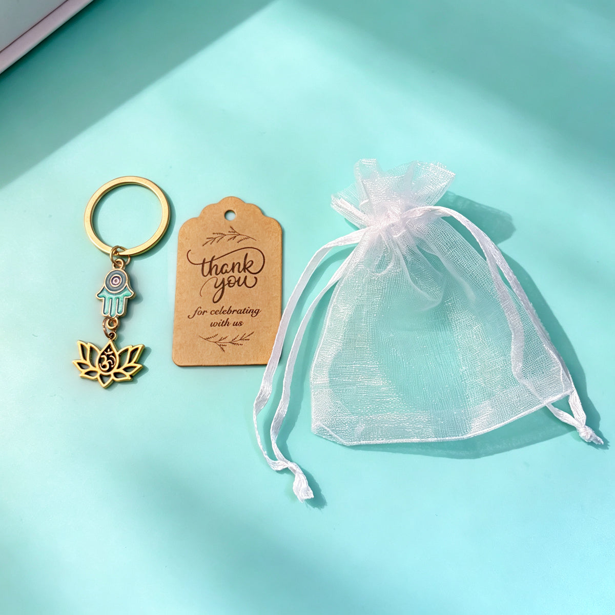 Lotus Buckle Key Chain With Electroplated KC Golden Plated Alloy In Vintage Style