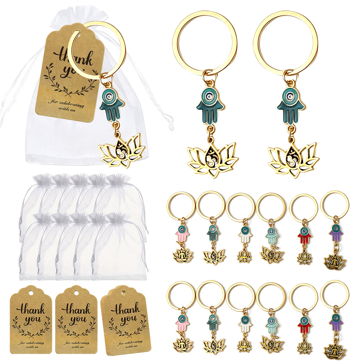 Lotus Buckle Key Chain With Electroplated KC Golden Plated Alloy In Vintage Style