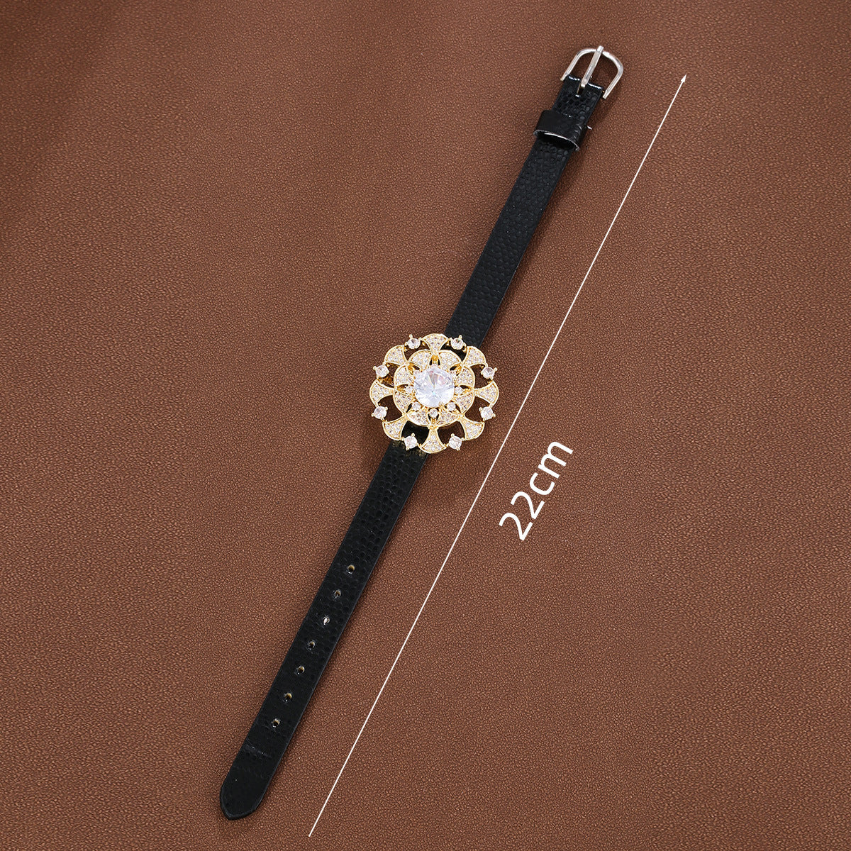 Elegant Flowers Wristband For Women In Electroplated Copper With Zircon Inlay