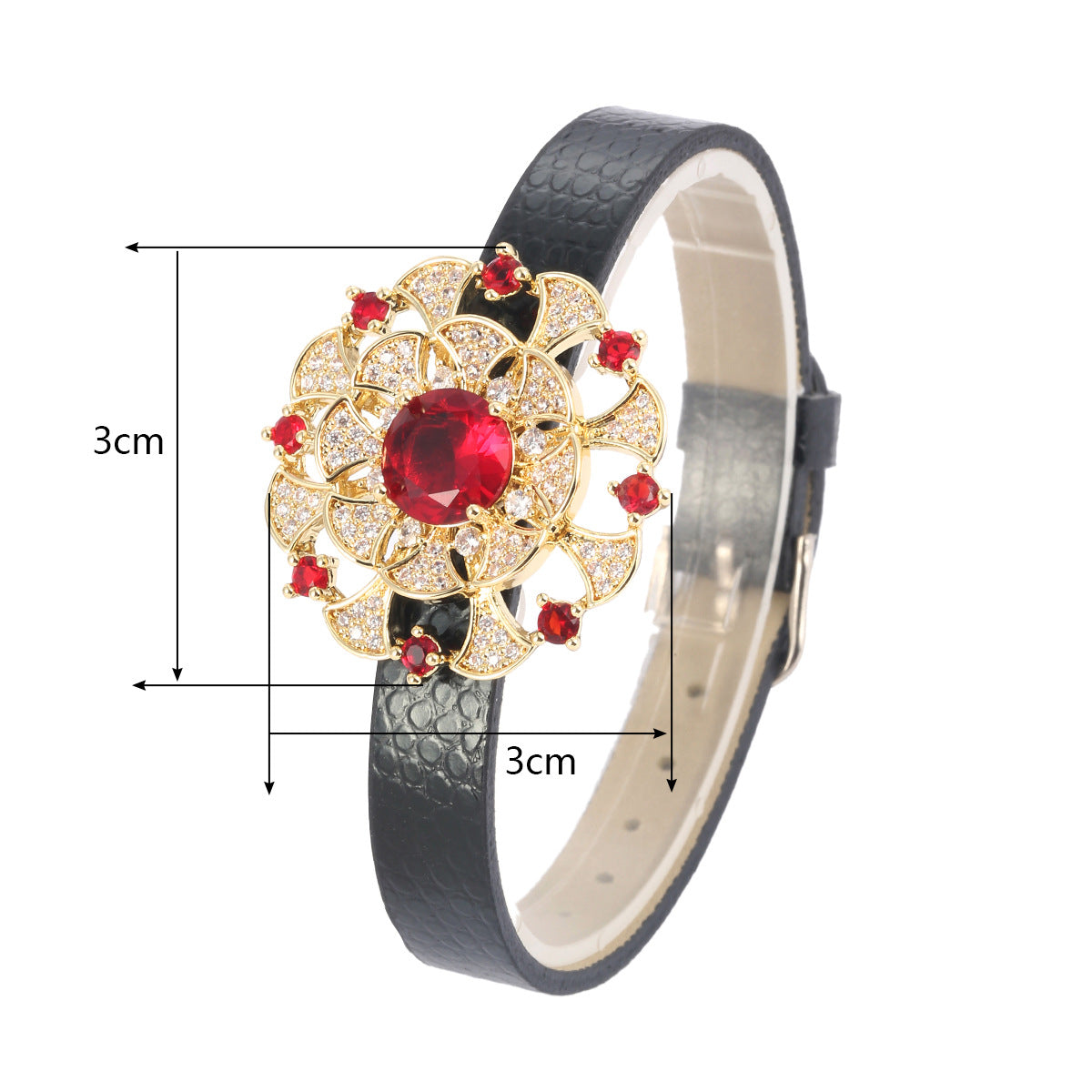 Elegant Flowers Wristband For Women In Electroplated Copper With Zircon Inlay