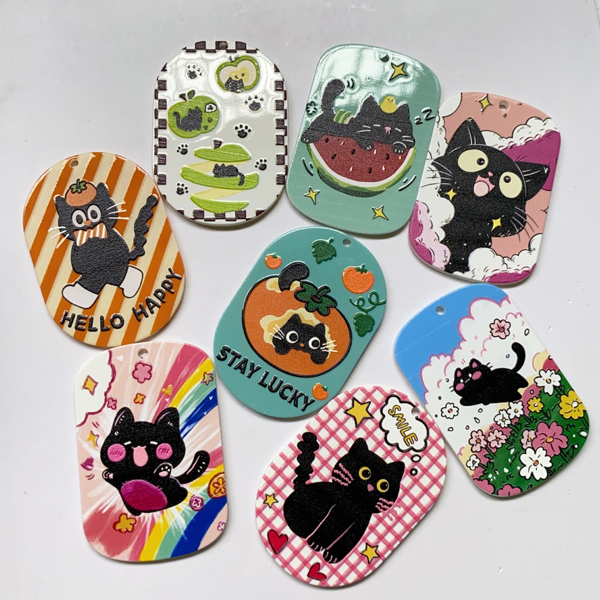 Cute Cat Acrylic Pendant Featuring Printing Craft In Multicolor Jewelry Accessories