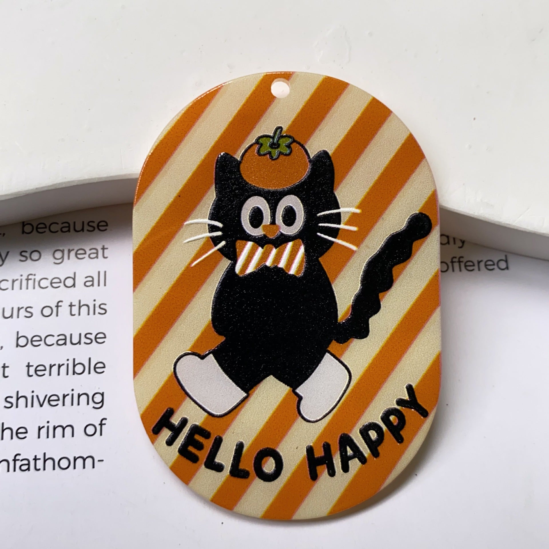 Cute Cat Acrylic Pendant Featuring Printing Craft In Multicolor Jewelry Accessories