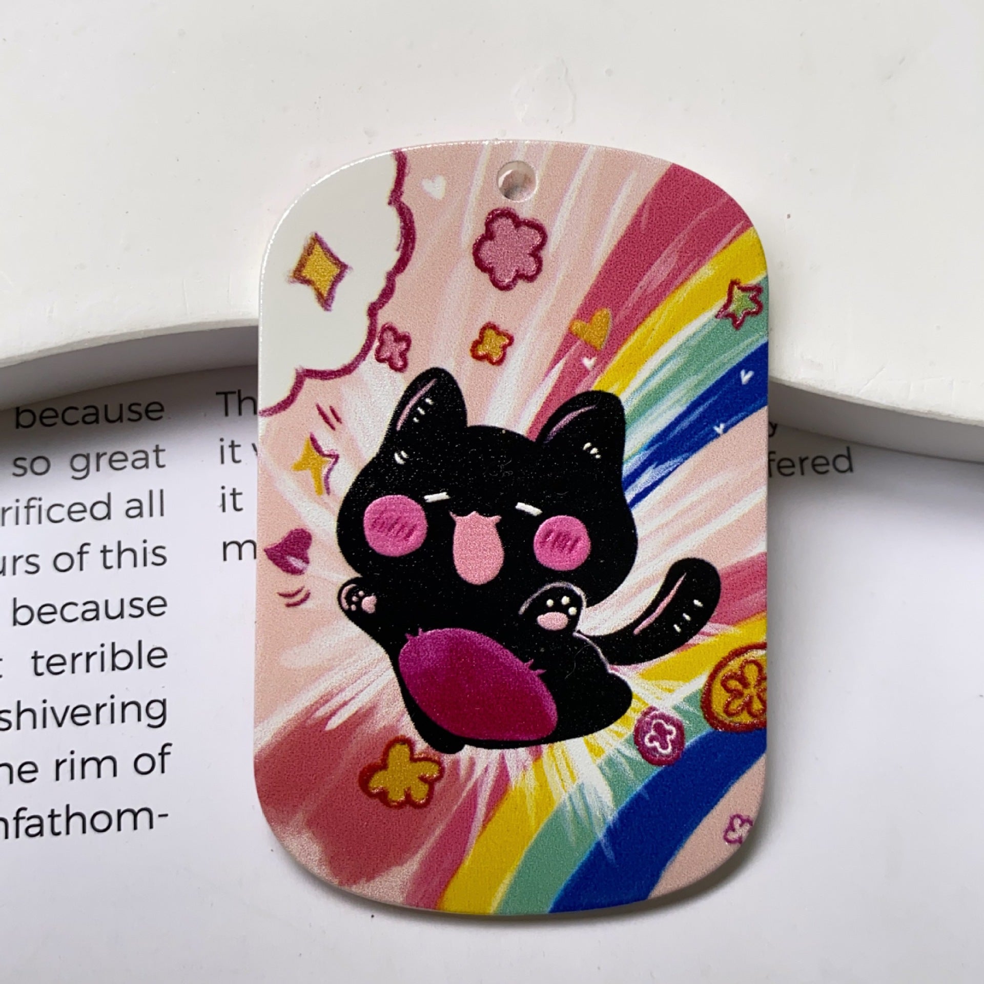 Cute Cat Acrylic Pendant Featuring Printing Craft In Multicolor Jewelry Accessories