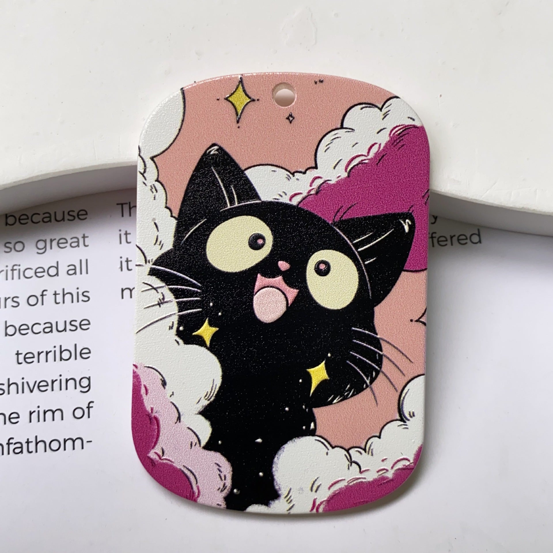 Cute Cat Acrylic Pendant Featuring Printing Craft In Multicolor Jewelry Accessories