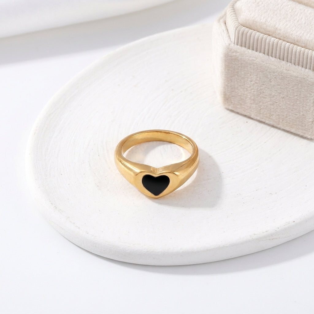 Geometric Electroplated Rings For Women In 304 Stainless Steel With 18K Real Gold PVD Coating And Shell Inlay