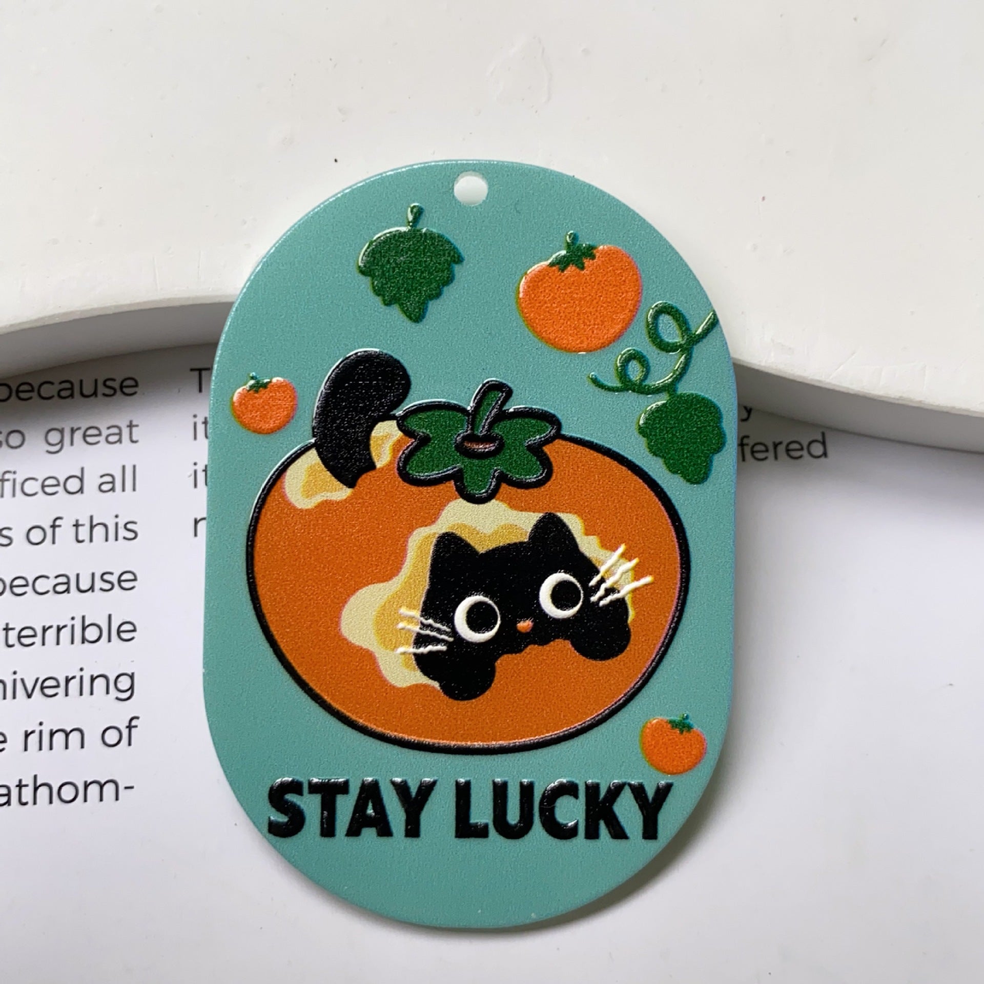 Cute Cat Acrylic Pendant Featuring Printing Craft In Multicolor Jewelry Accessories