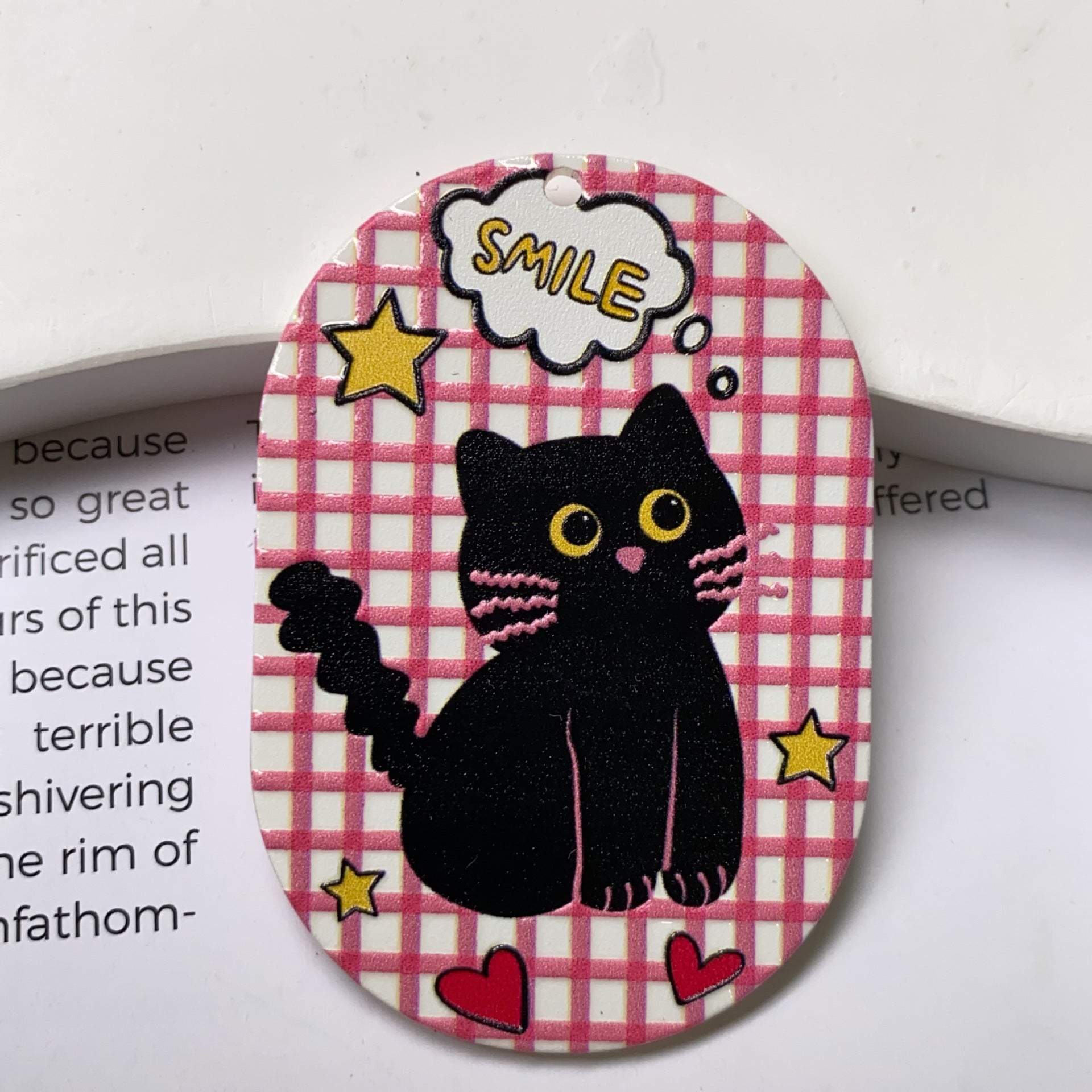 Cute Cat Acrylic Pendant Featuring Printing Craft In Multicolor Jewelry Accessories