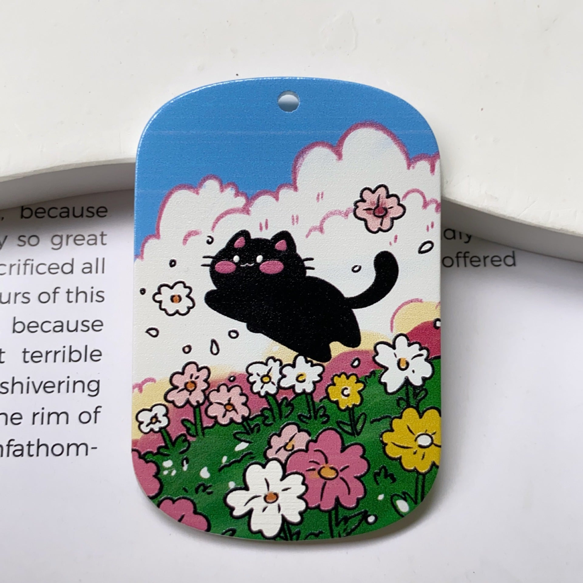 Cute Cat Acrylic Pendant Featuring Printing Craft In Multicolor Jewelry Accessories