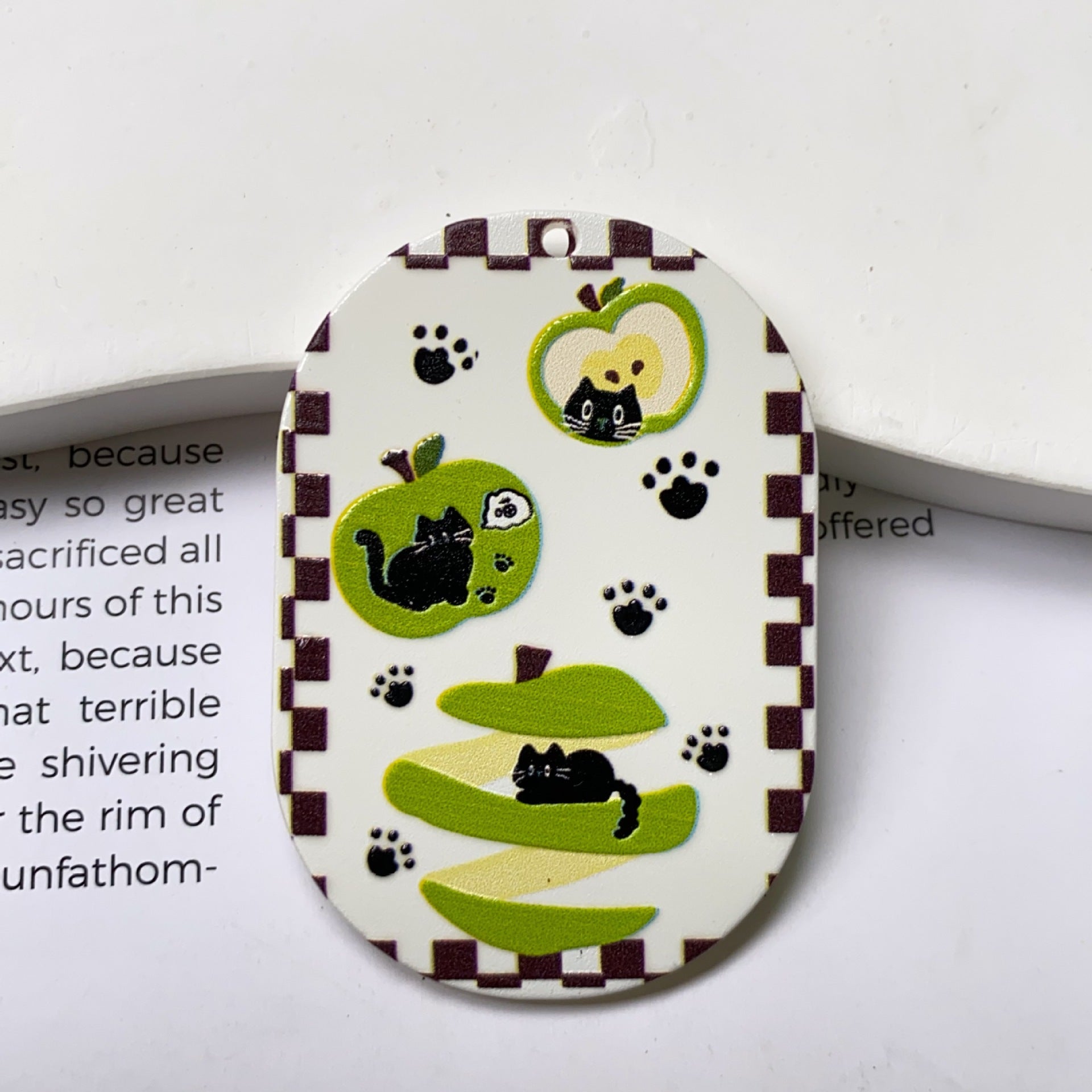 Cute Cat Acrylic Pendant Featuring Printing Craft In Multicolor Jewelry Accessories