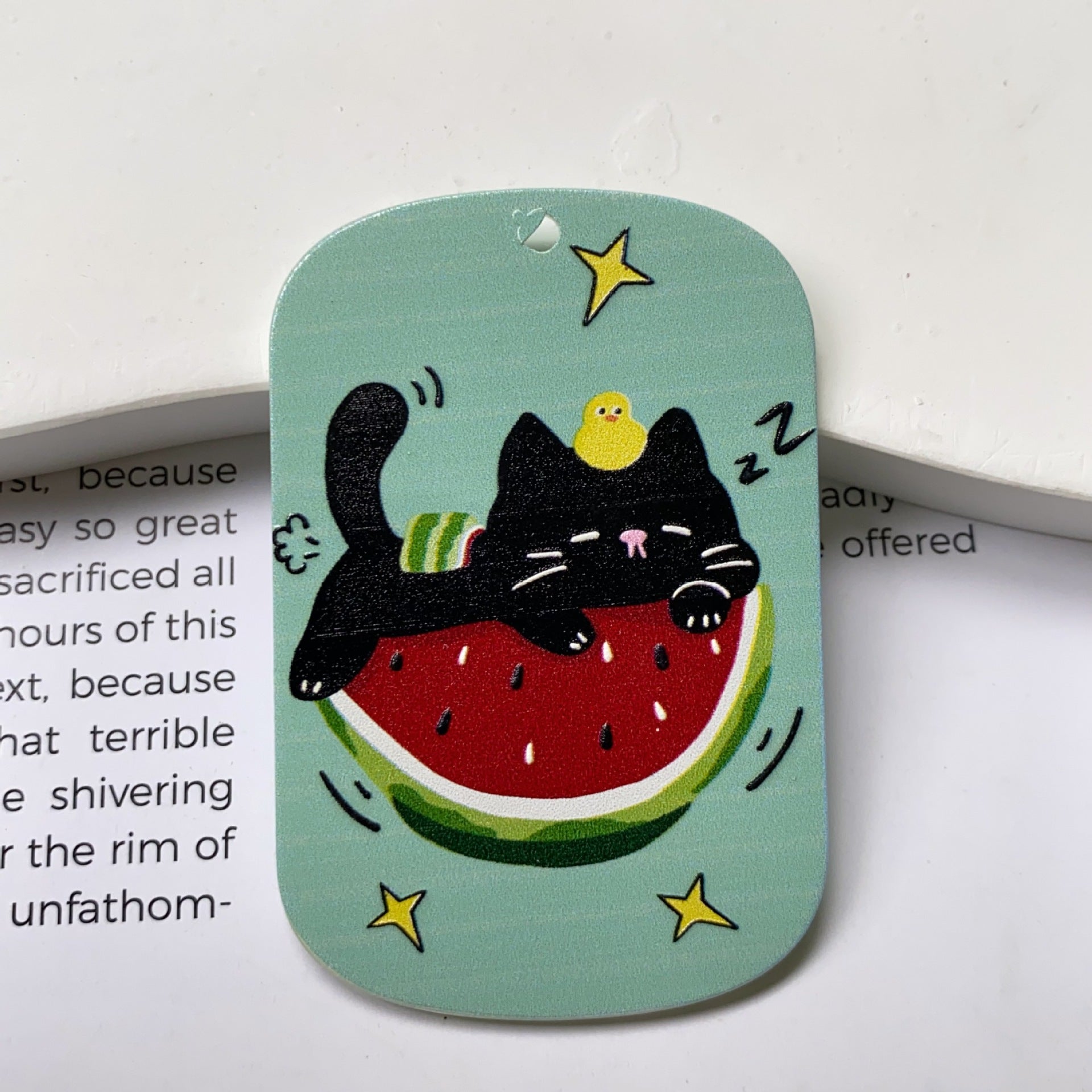 Cute Cat Acrylic Pendant Featuring Printing Craft In Multicolor Jewelry Accessories