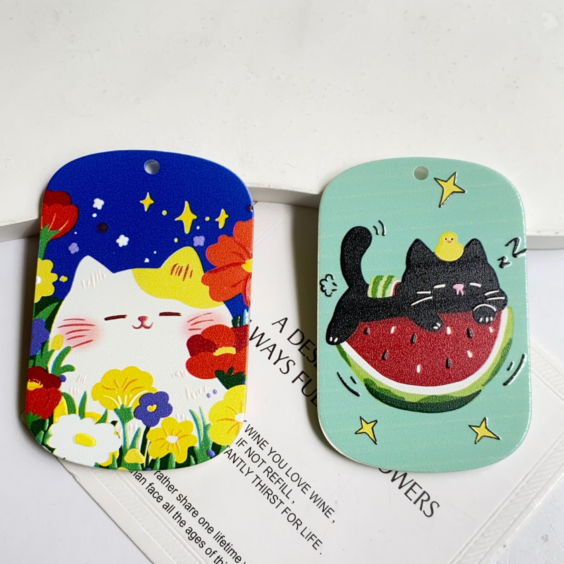 Cute Cat Acrylic Pendant Featuring Printing Craft In Multicolor Jewelry Accessories