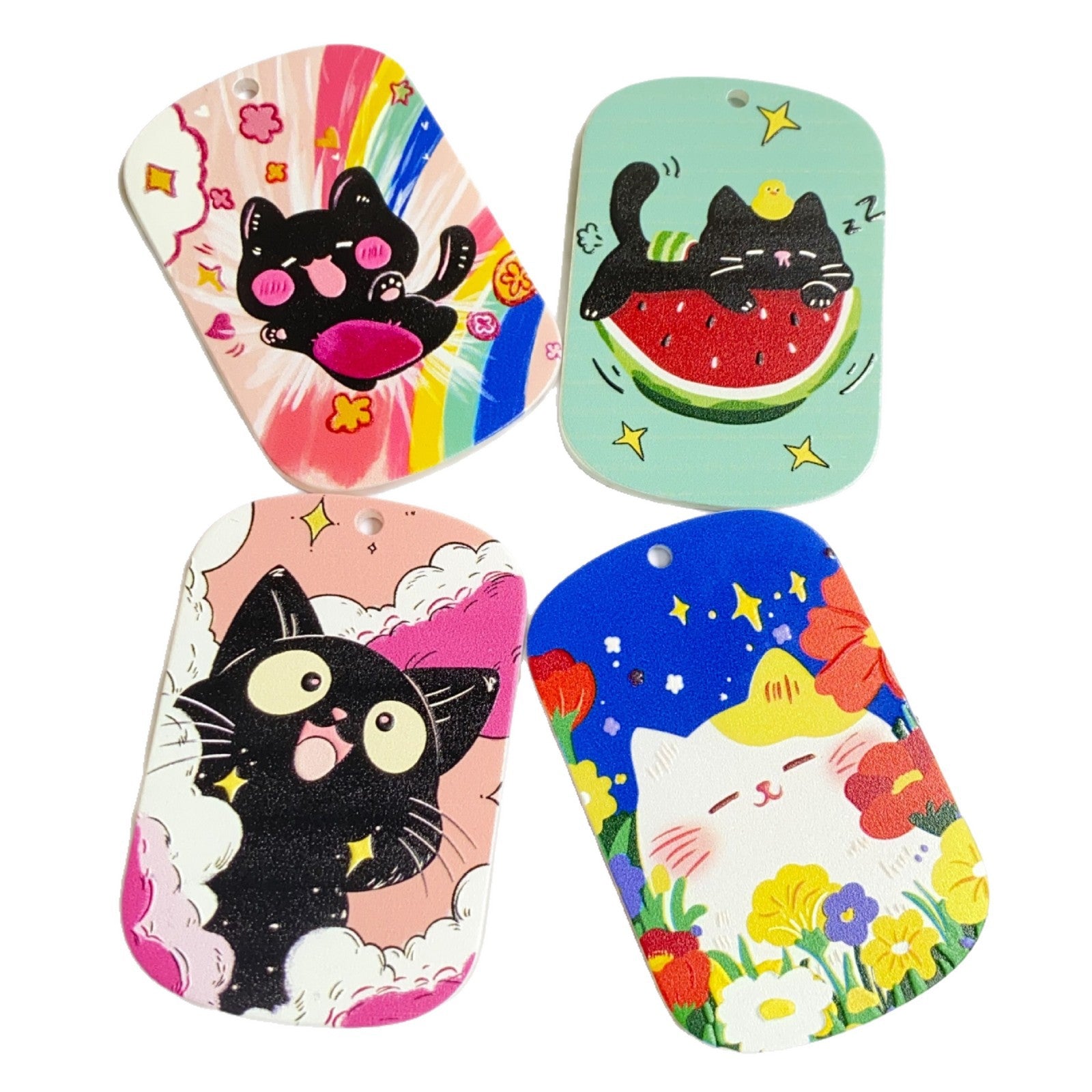 Cute Cat Acrylic Pendant Featuring Printing Craft In Multicolor Jewelry Accessories