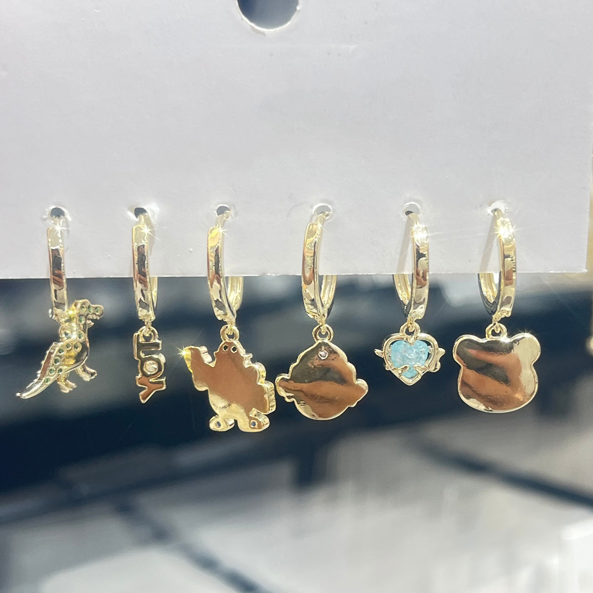 Cartoon Character Earrings For Women, Electroplated Copper With 14K Real Gold Plated And Zircon Inlay