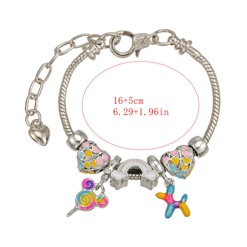 Cute Rainbow Bracelet For Kids In Zinc Alloy With Electroplated Finish