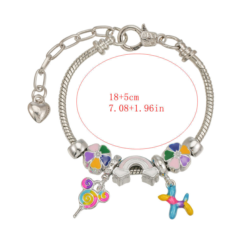 Cute Rainbow Bracelet For Kids In Zinc Alloy With Electroplated Finish
