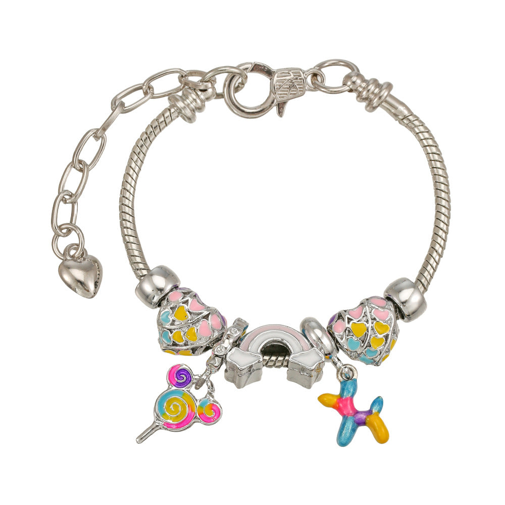 Cute Rainbow Bracelet For Kids In Zinc Alloy With Electroplated Finish