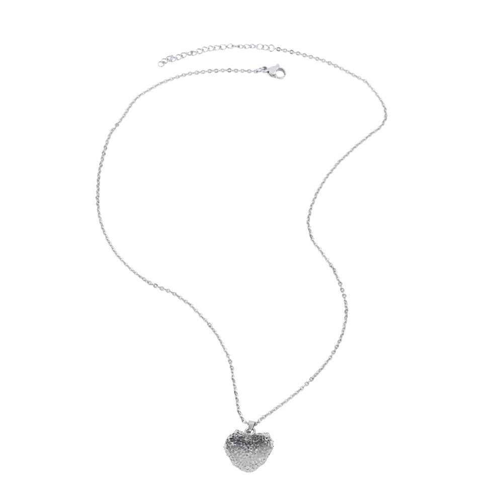 Heart Shape Pendant Necklace In Simple Style For Unisex, Red Copper With Golden Plated Cable Chain