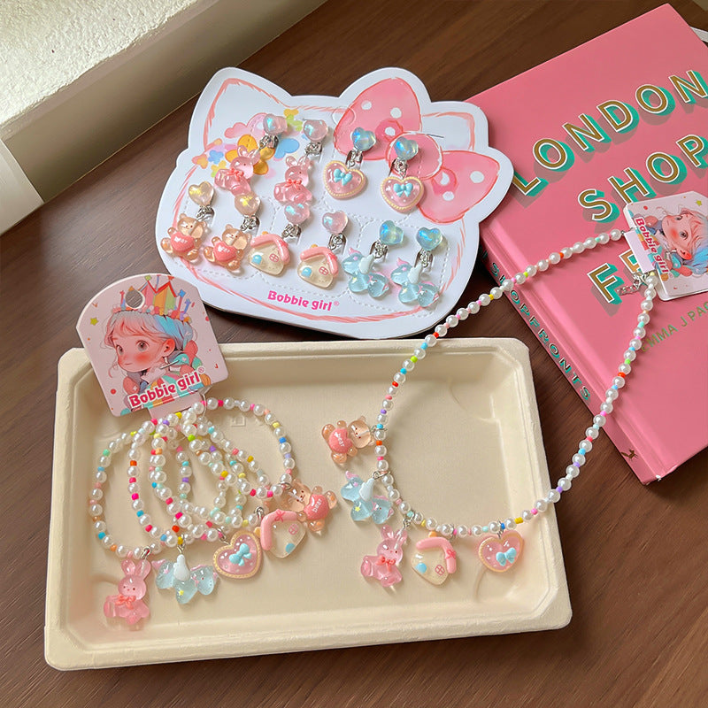 Cute Cartoon Hairpin Set For Kids Featuring Multicolor Resin Design, 5 Pieces