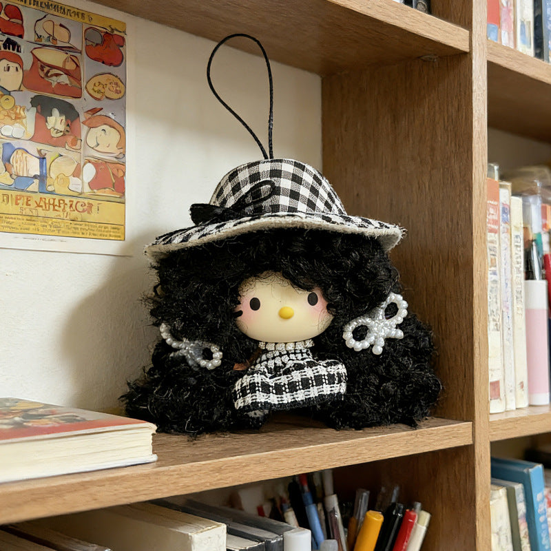 Cute Dyed Black Plastic Cat Doll For Children Unisex, Soft Plush Toy Accessory