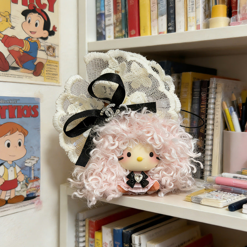 Cute Dyed Black Plastic Cat Doll For Children Unisex, Soft Plush Toy Accessory
