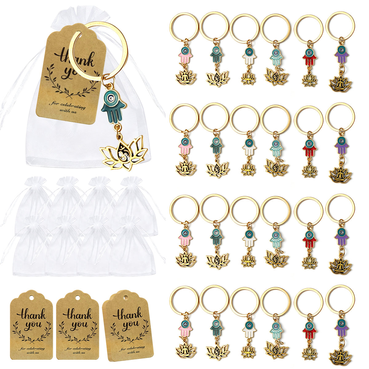 Lotus Buckle Key Chain With Electroplated KC Golden Plated Alloy In Vintage Style