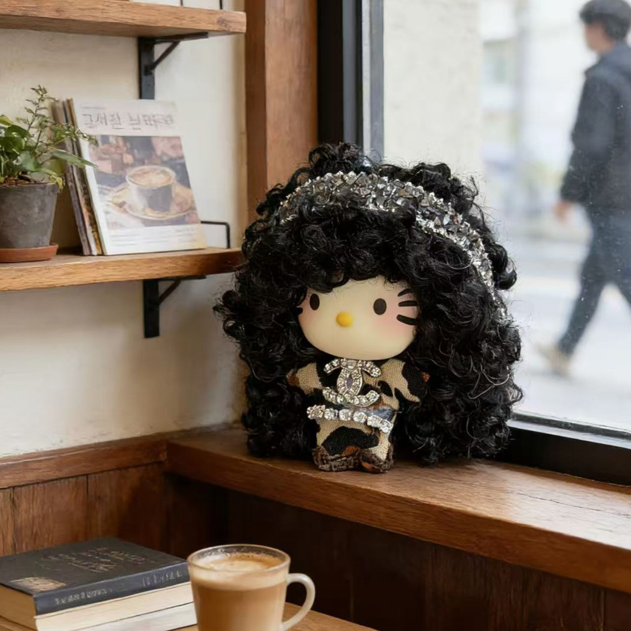 Cute Dyed Black Plastic Cat Doll For Children Unisex, Soft Plush Toy Accessory