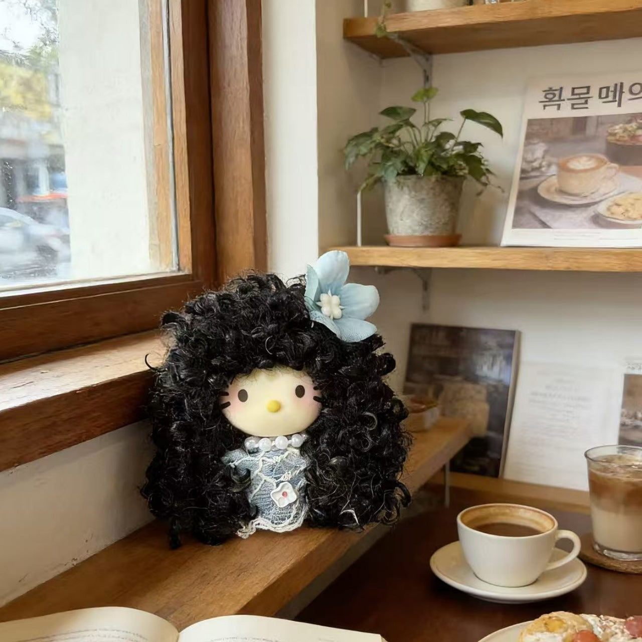 Cute Dyed Black Plastic Cat Doll For Children Unisex, Soft Plush Toy Accessory