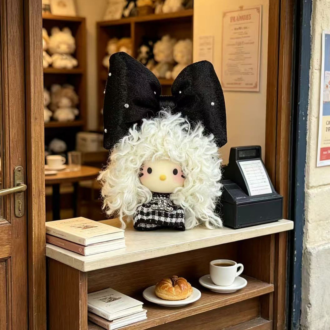 Cute Dyed Black Plastic Cat Doll For Children Unisex, Soft Plush Toy Accessory