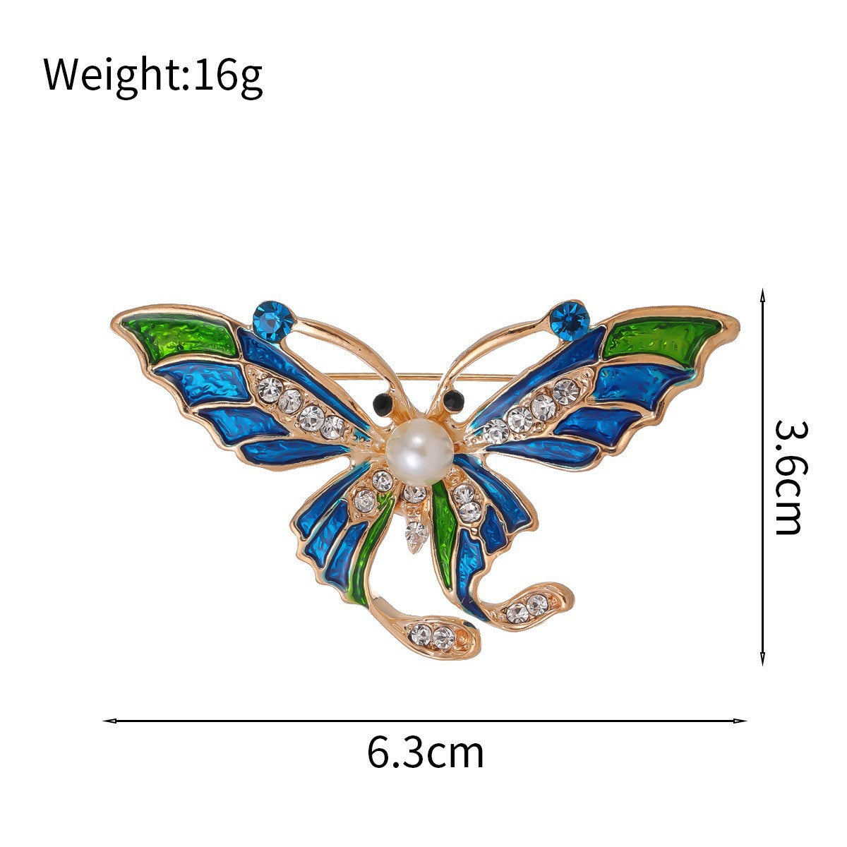 Butterfly Pin Made Of Zinc Alloy With Diamond Craft And Rhinestone Inlay
