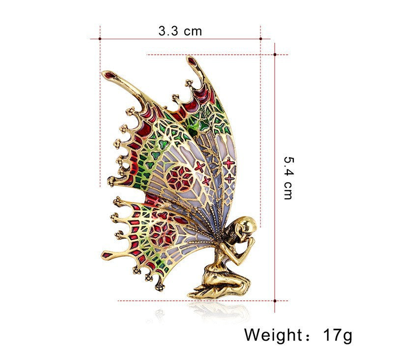 Butterfly Pin Made Of Zinc Alloy With Diamond Craft And Rhinestone Inlay